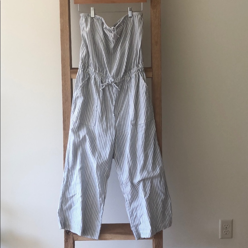 Gap blue and white stripped jumpsuit